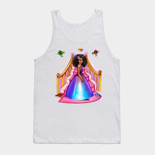 afro princesses with birds  ! beautiful  black girls with Afro hair, brown eyes brown skin. The best Gifts for black women 2022 .Black princess Tank Top